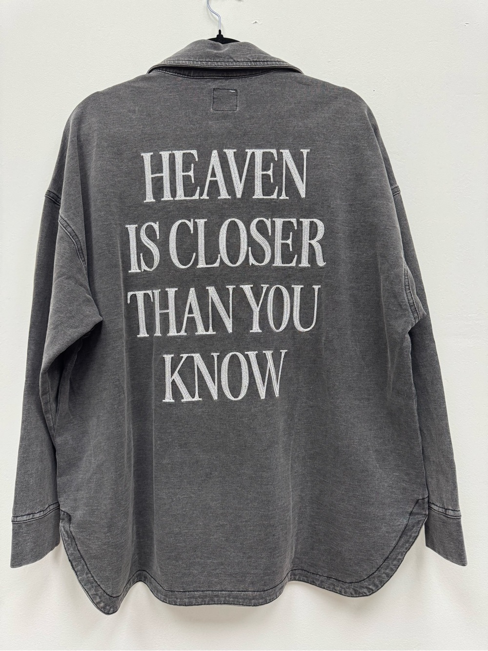 Elevated Faith Washed Gray Button-Front Shacket - Picture 2 of 5